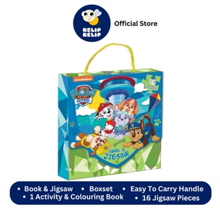 Paw Patrol Book &amp; ชุดจิ๊กซอว์ สําหรับเด็ก (กล่อง) พร้อมสมุดระบายสี 16 ชิ้น