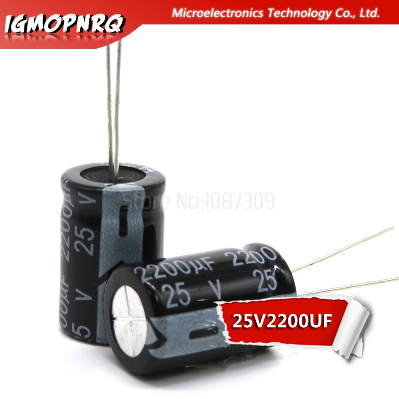 ตัวเก็บประจุไฟฟ้า 25V2200UF 13*21 มม. 25V 2200UF 13*21 10 ชิ้น