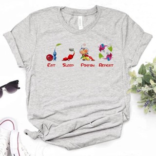 เสื้อยืด พิมพ์ลายกราฟฟิคอนิเมะ Pikmin สไตล์ญี่ปุ่น สําหรับผู้หญิง