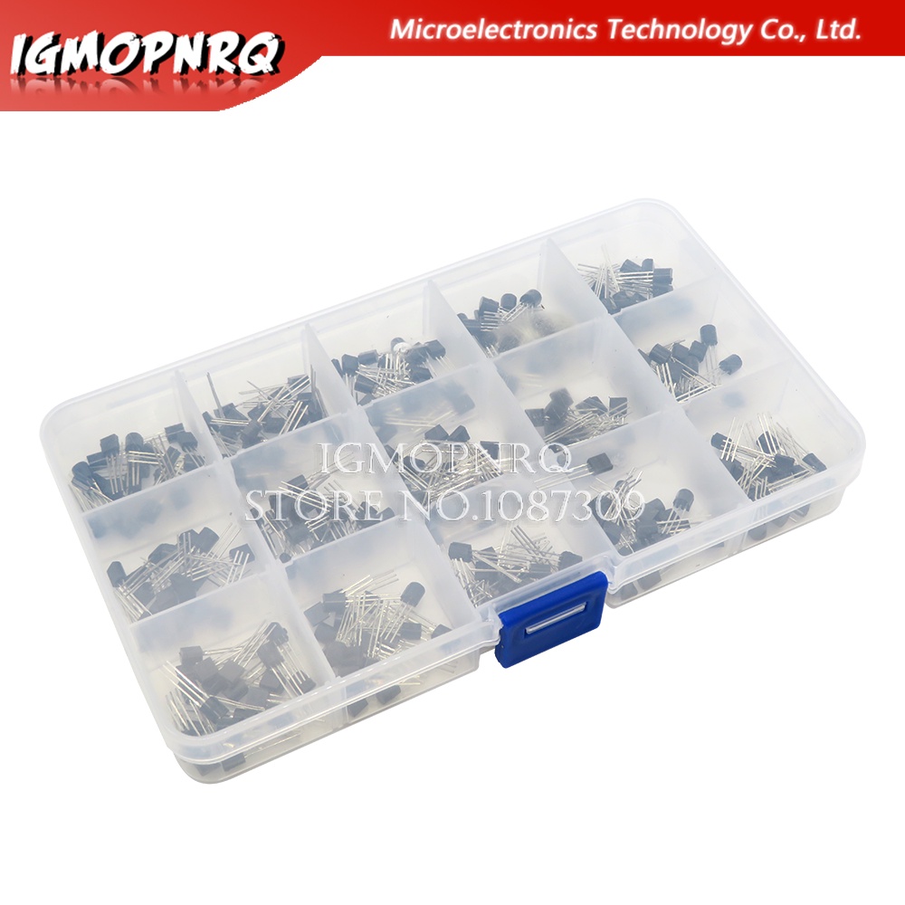 300PCS TO-92 Assorted Kit 2N2222 2N3904 2N3906 2N5401 2N5551 A1015 C1815 C945 S8050 S8550 S9013 S901