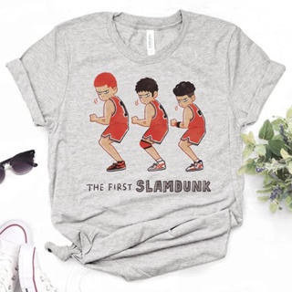 เสื้อยืด พิมพ์ลายมังงะ Slam Dunk สไตล์สตรีท สําหรับผู้หญิง