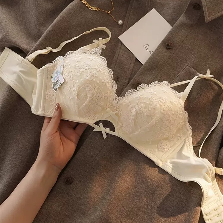 ชุดชั้นใน บราไร้สาย 3/4 คัพดันทรง ปักลายลูกไม้ ดอกไม้ ใส่สบาย เซ็กซี่ แฟชั่นสําหรับเด็กผู้หญิง