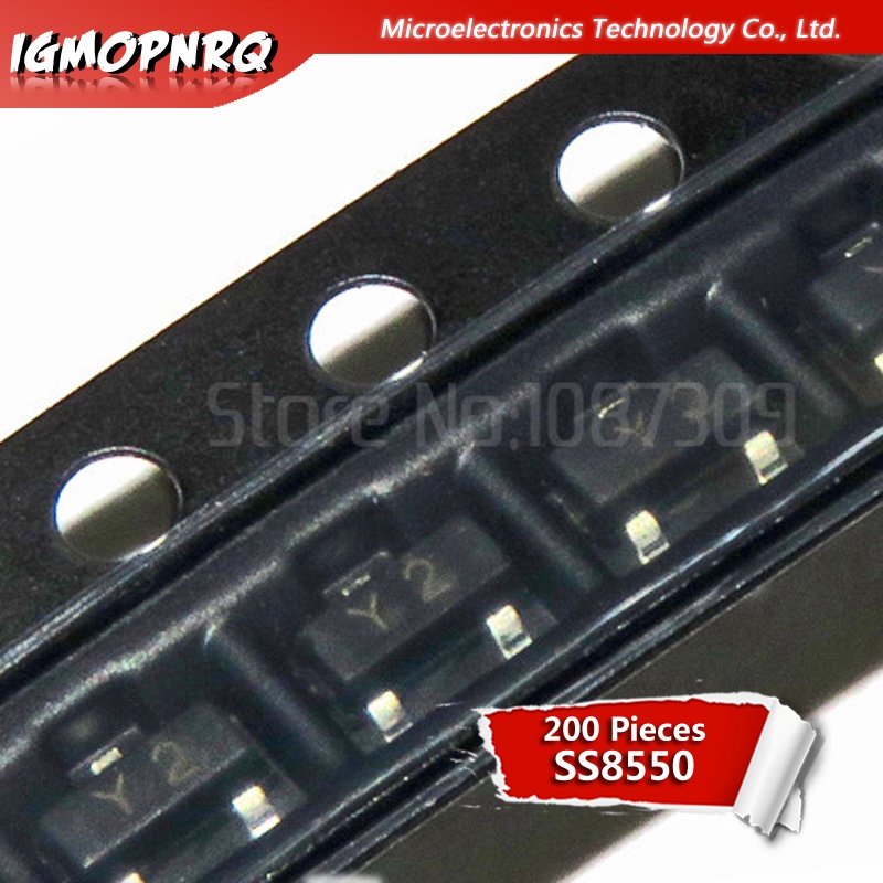 ทรานซิสเตอร์ SS8550 S8550 Y2 Bipolar - BJT 625mW 25V 1500mA SMD SOT23-3 200 ชิ้น