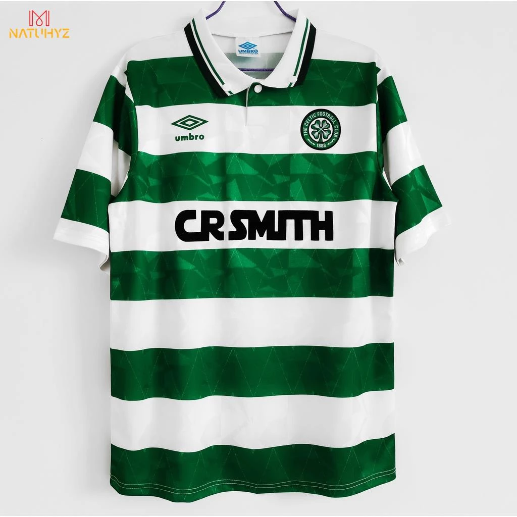 เสื้อกีฬาแขนสั้น ลายทีมชาติฟุตบอล Celtic Home 89-91 ชุดเหย้า สไตล์เรโทร