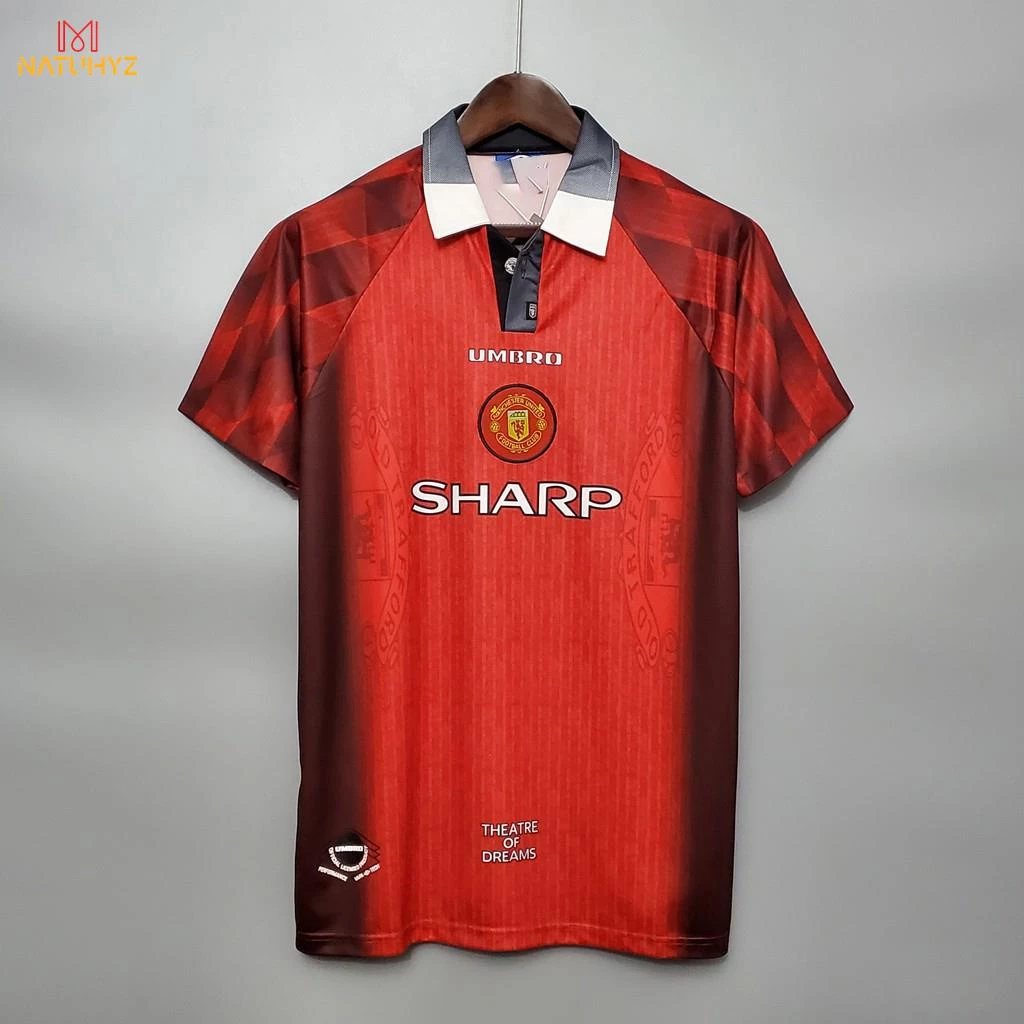 เสื้อกีฬาแขนสั้น ลายทีมชาติฟุตบอล MU 96-97 ชุดเหย้า สไตล์เรโทร