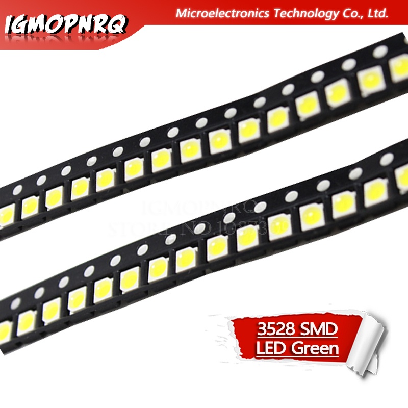 100 ชิ้นสีเขียว 3528 1210 SMD LED ไดโอดแสง