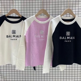 ใหม่ Balmai เสื้อกันหนาว ผ้าถัก ทรงหลวม แบบสวมหัว 2023