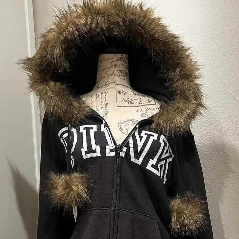 ❤️ Y2k Retroผู้หญิงslimเสื้อผ้าthicken Zip Up Hoodieออกแบบพิมพ์haru