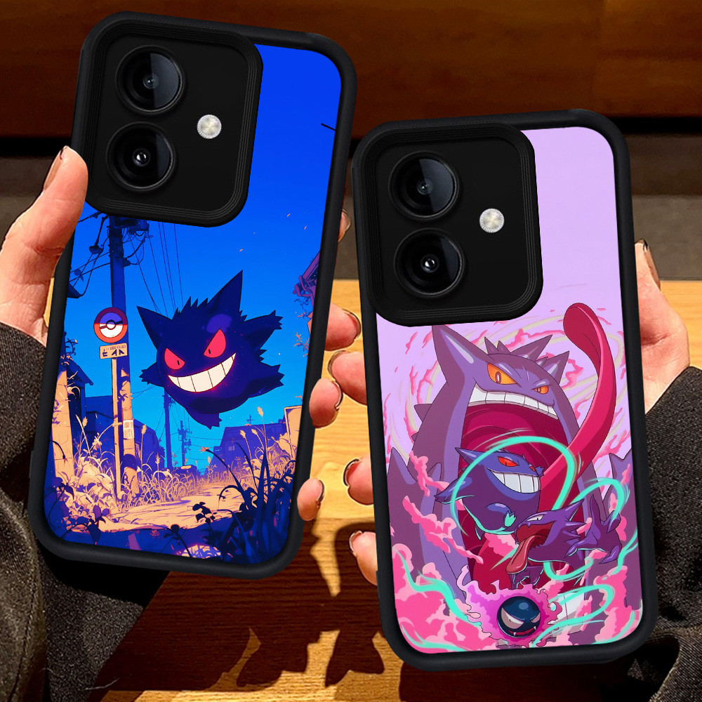 S96 Pokemon Gengar Casing สําหรับ OPPO A79 A3X A3 A5 Pro A5X 5G สีดํา