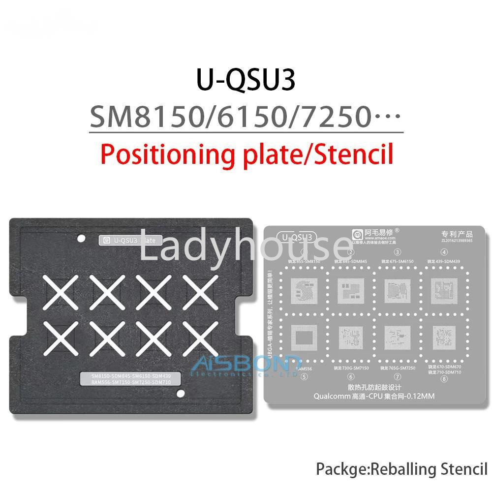BGA Reballing ลายฉลุแม่แบบสถานีสําหรับ SM8150 SM6150 SM7150 SM7250 SDM845 SDM439 SDM670 SDM710 CPU R