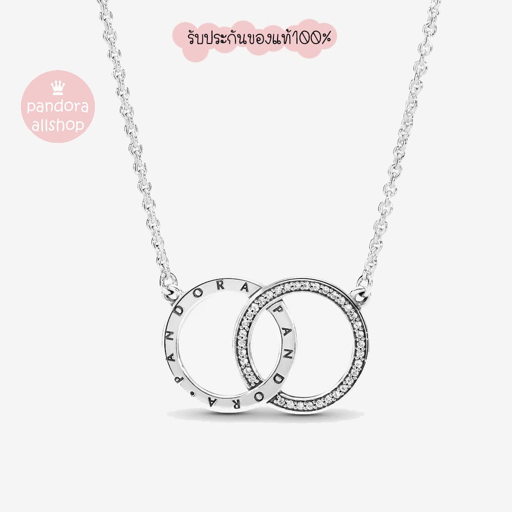 (ของแท้100%)Pandora silver necklace สร้อยคอ logo