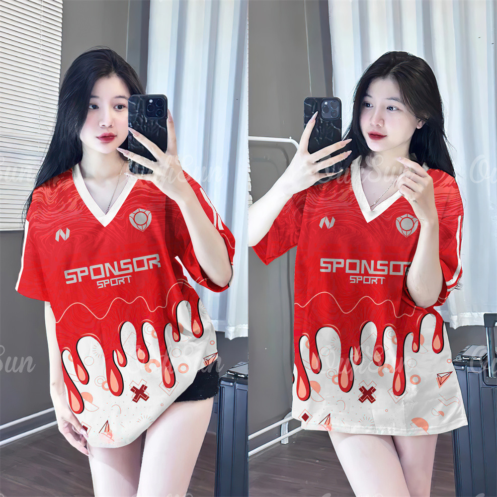 เจอร์ซีย์ เสื้อแฟชั่นสาวเสื้อขนาดใหญ่หลวมแขนสั้นด้านบนเกาหลีถนนเสื้อกลางแจ้งสบายๆทุกวันชุดเสื้อยืด