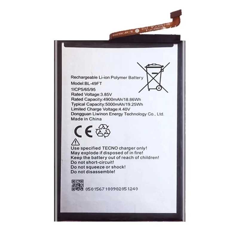 ❥ แบตเตอรี่โทรศัพท์มือถือ Bl-49Ft 5000Mah สําหรับ TECNO POP 4 Po