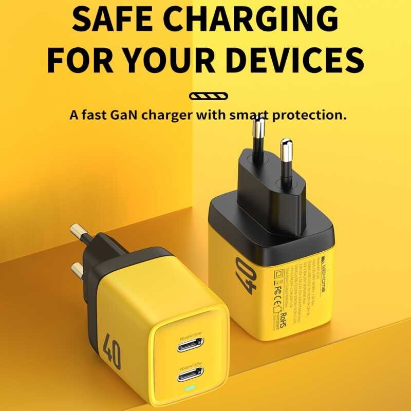 ❥ Wme 40W GAN แบบพกพา20w ที่ชาร์จ USB สนับสนุน Type C PD ชาร์จเร