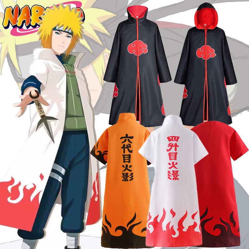 LY Anime Naruto Costume 4Th Hokage Akatsuki Cloak Sasuke Uchiha Cosplay Cape Cardigan Coat Itachi H