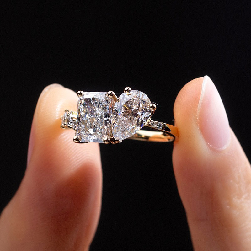CVD Diamond Solitaire Ring แหวนเพชรแท้ ทองคำ 9K 1.00ct HPHT Lab Grown Diamond น้ำ 100 (DEF) VVS-VS