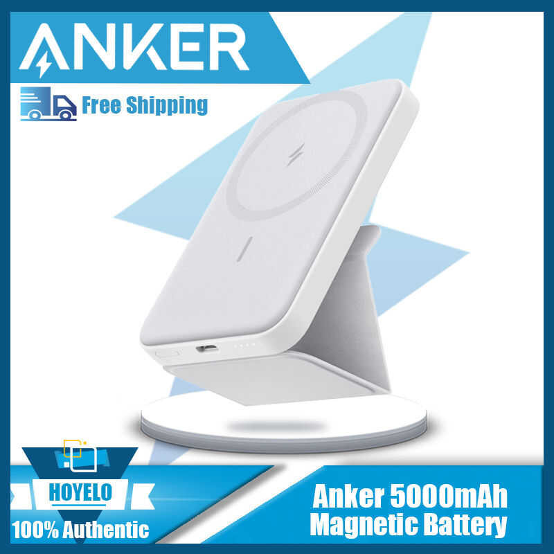 ❤ Anker A1611 อุปกรณ์ชาร์จแม่เหล็กไร้สายแบบพกพา (Maggo), Powerbank 5000Mah แม่เหล็กและ Usb-C สํ