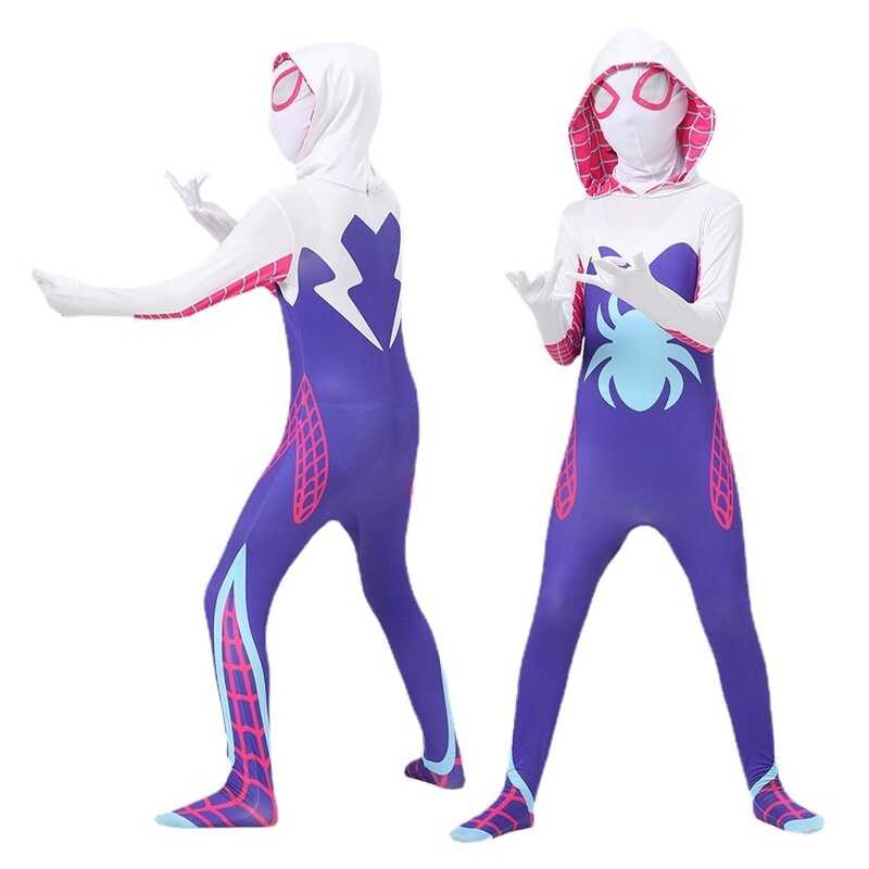 LY Adult Kids Spider Costume New Gwen Stacy Cosplay Girls Erhero Suit Jumpsuits Halloween Christmas