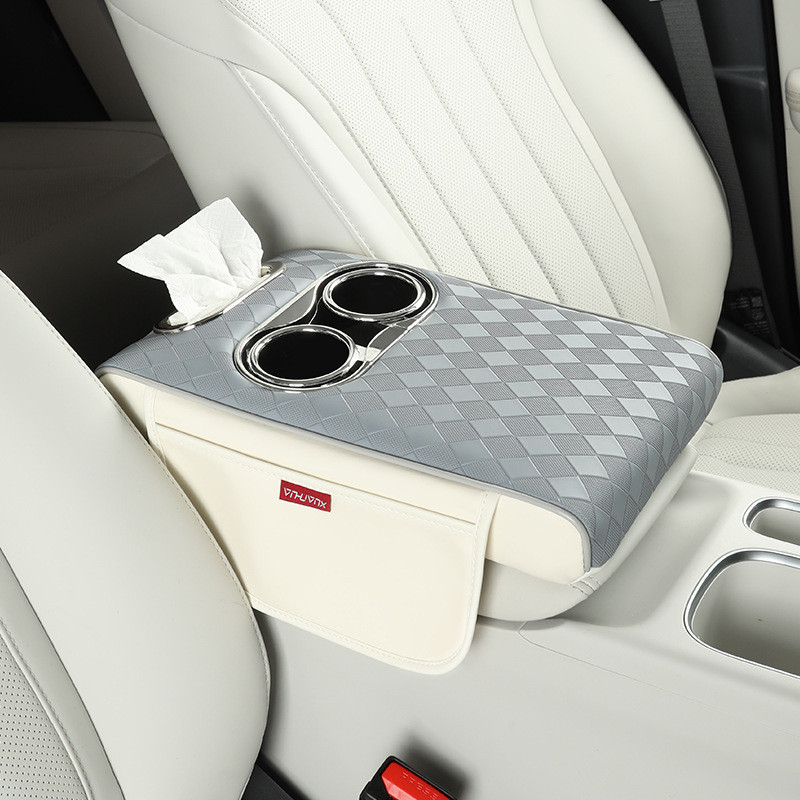 สีสัน Universal Fit สไตล์หนัง PU ปรับที่วางแขนรถคอนโซลกลาง Pad เหมาะกับรถส่วนใหญ่ Navara NVARA Jadeh