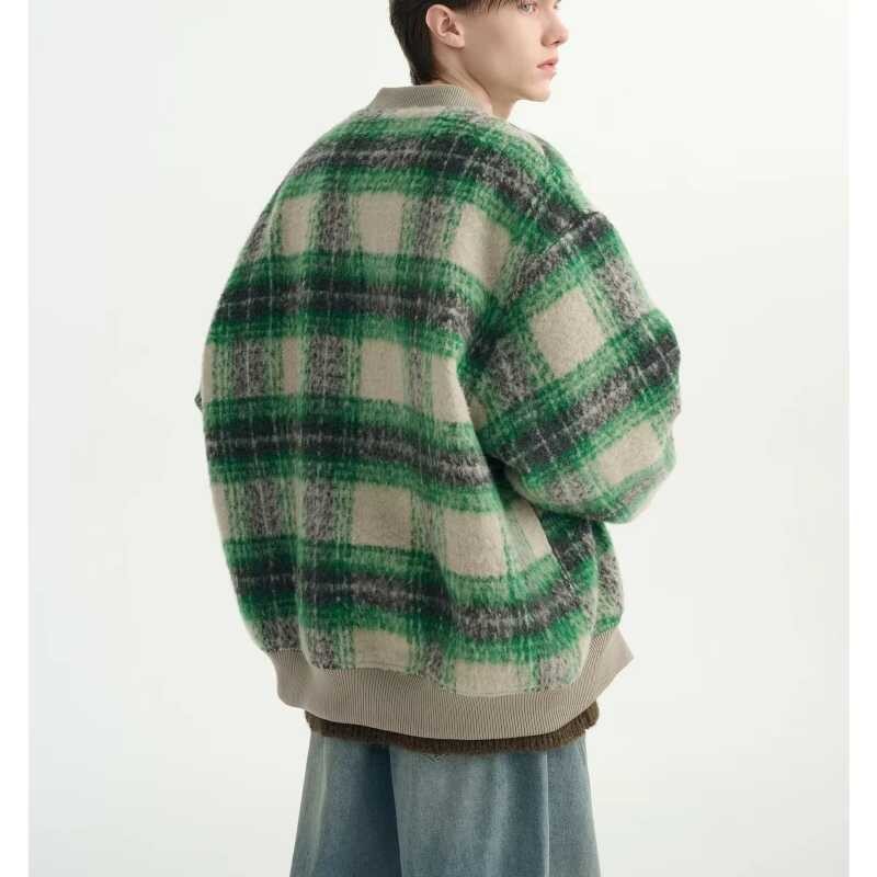 ❤️ แจ็คเก็ต Jaket Baseball ลายสก๊อตย้อนยุคสำหรับผู้ชายแล