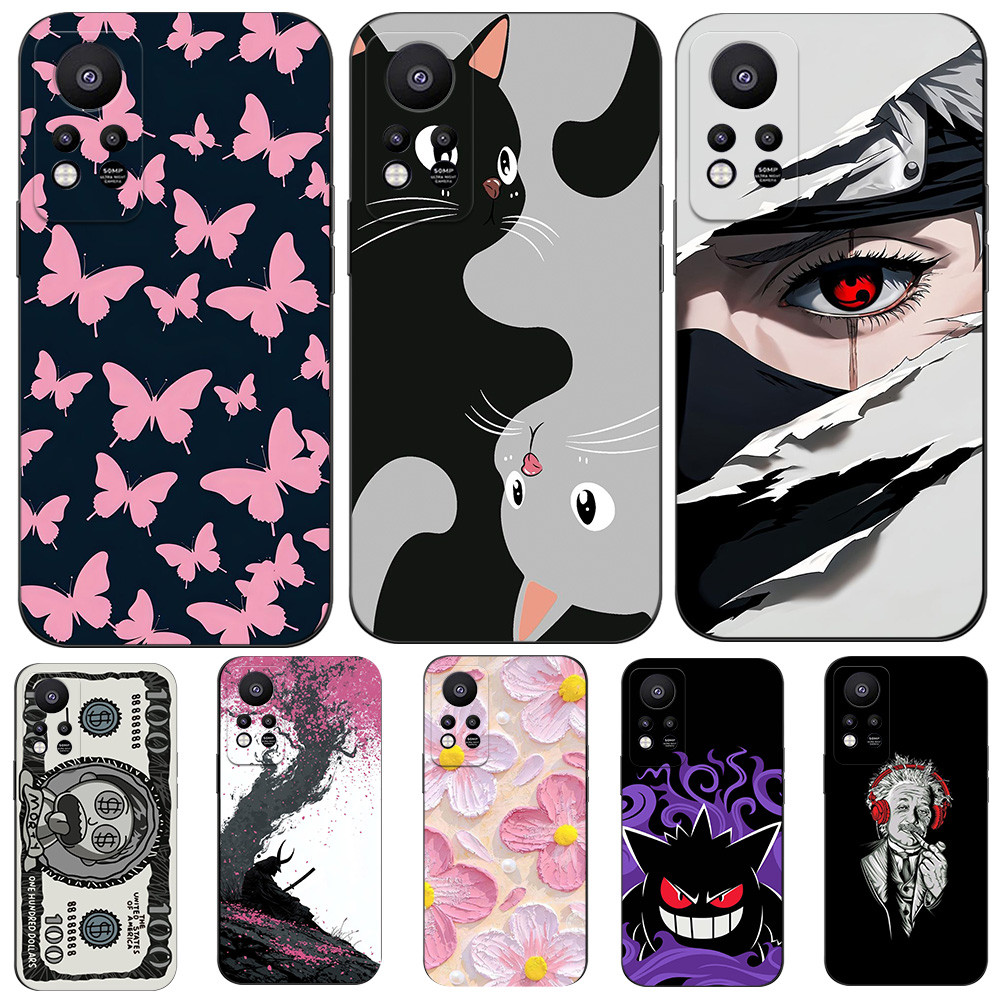 Case For INFINIX HOT 11S NFC Silicon Phone Back Cover black tpu case Money Lovely