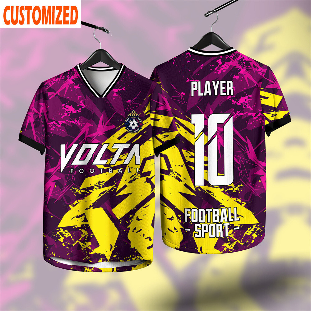 ฟรีที่กําหนดเองชื่อจํานวนเสื้อฟุตบอลชาย Baju Vva แฟชั่นพิมพ์ที่กําหนดเองชื่อ Jersey Bola แห้งเร็ว V 