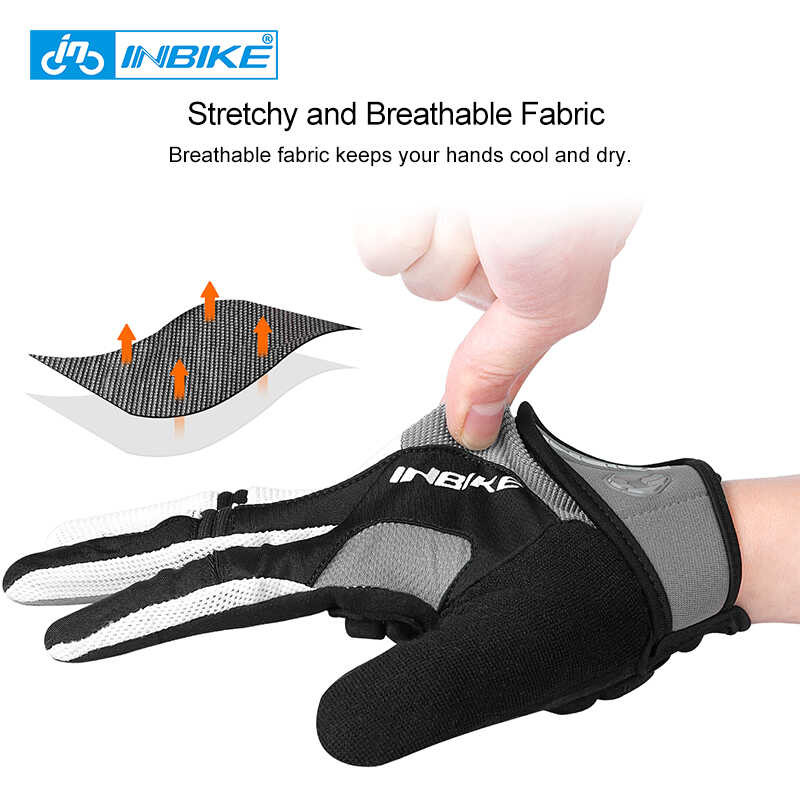 ❥ INBIKE ขี่จักรยานขี่ถุงมือเต็มนิ้วด้วยเจลเบาะถุงม