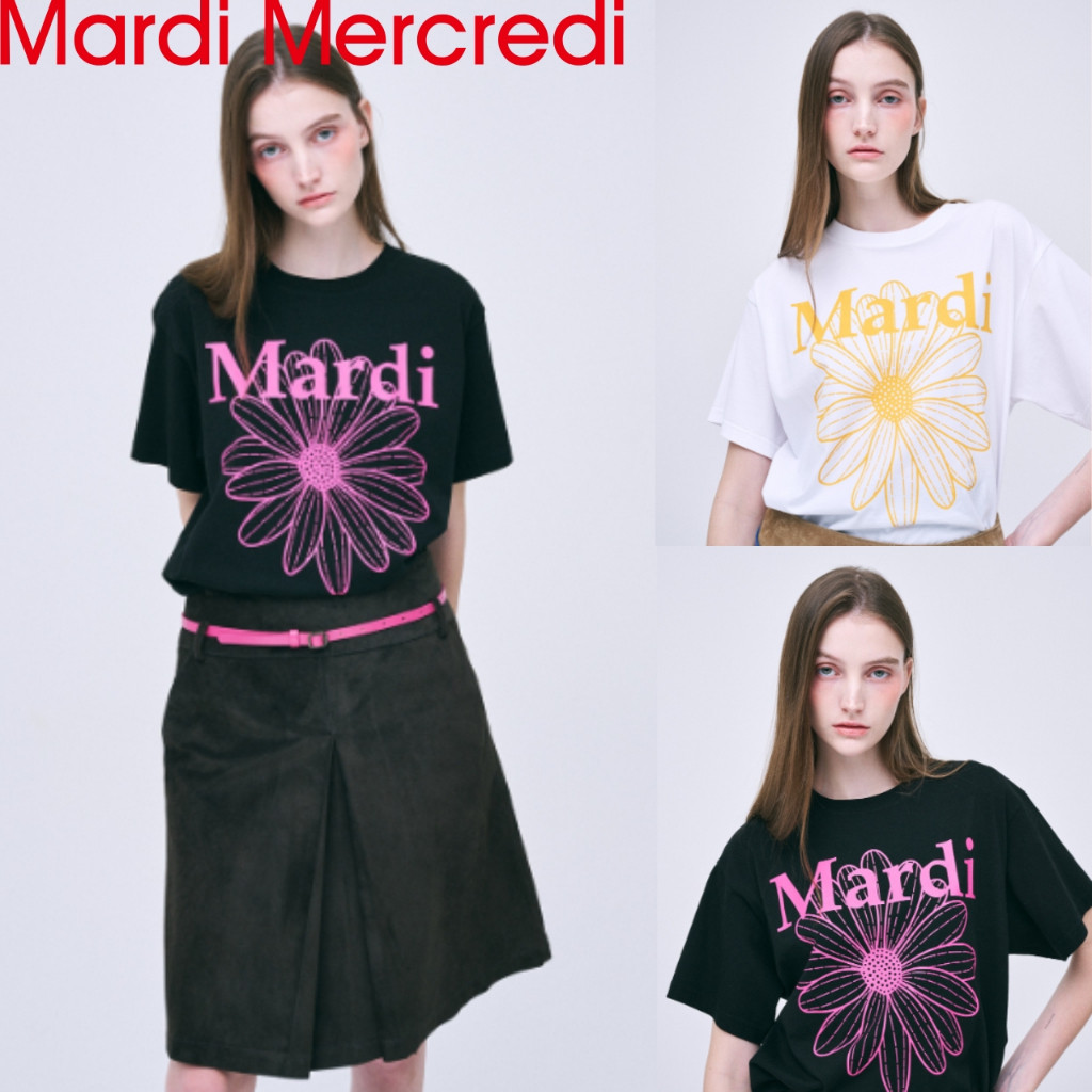 2024 [MARDI Mercredi] (+เพิ่มสี) TSHIRT FLOWERMARDI_2color สินค้า KR แท้ 100% / จัดส่งรวดเร็วจาก KR