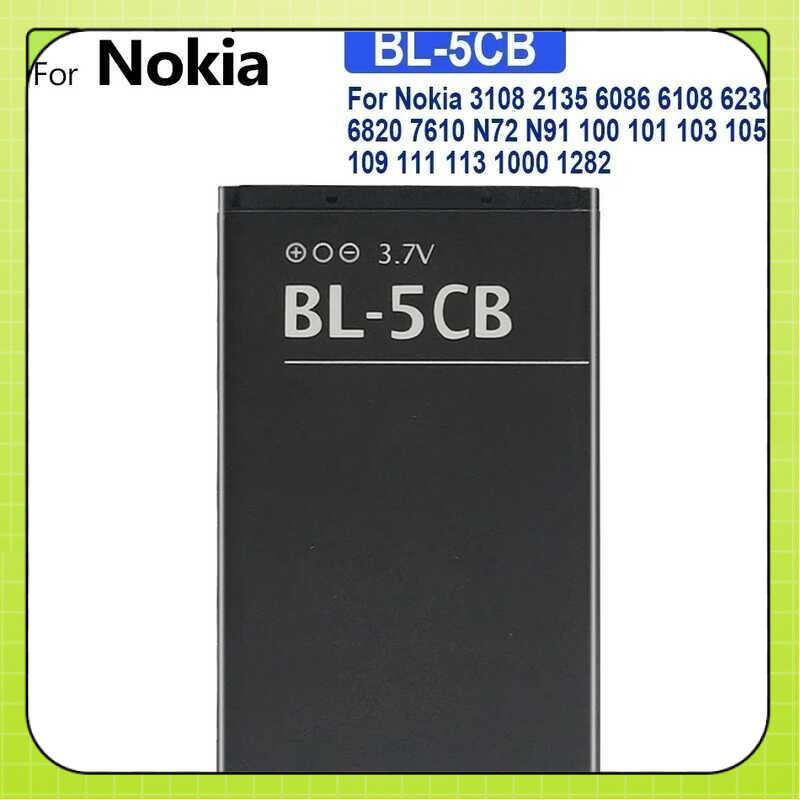 โทรศัพท์มือถือแบตเตอรี่ BL-5CB สำหรับ Nokia 6108 6230 6820 7610 N72 N91 100 101 103 105 109 111