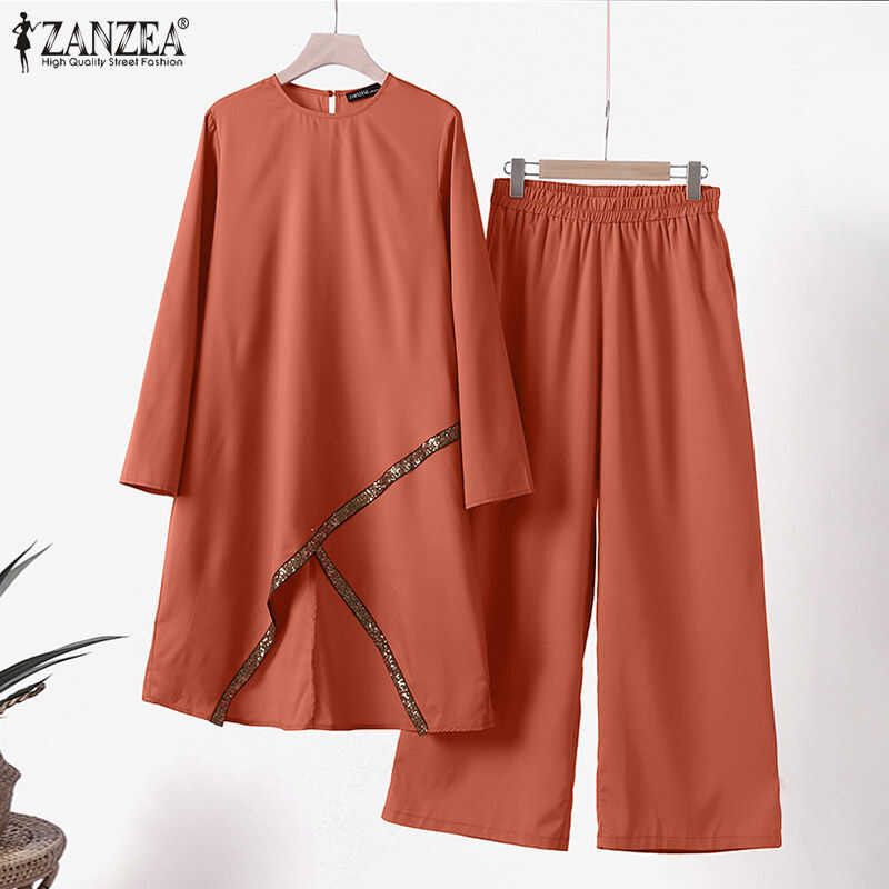 ▣ ชุดเดรสอิสลาม ผู้หญิงมุสลิม2ชิ้นชุด O คอ