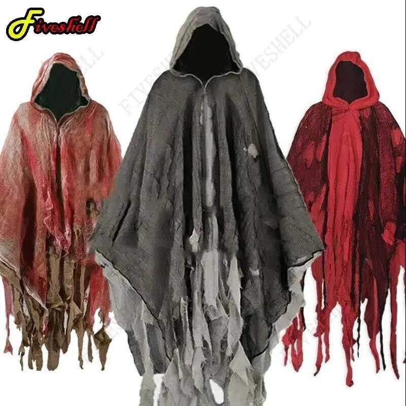 LY 2023 Unisex Halloween Ghost Dementors Cosplay Costume Gothic Horror Zombie Tattered Hooded Capes