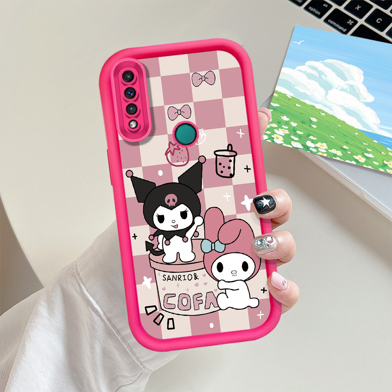 สําหรับ Huawei P30 Pro P40 Lite / Nova 7i 6SE 5t Y7 Pro Y9 Prime 2019 Y6P Y7A / Honor 200 Pro ปลอกการ์ตูนกระดานหมากรุกสีชมพู Kuromi Melody น่ารักซิลิโคนกันกระแทกเคสโทรศัพท์