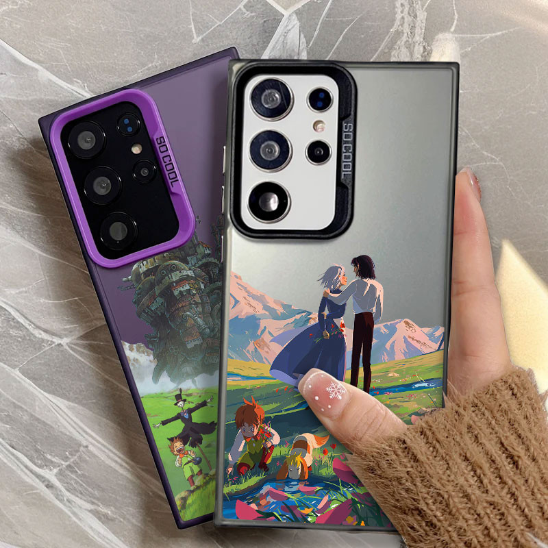 Howls Moving Castle Studio Ghibli อะนิเมะเคสโทรศัพท์หรูหราสําหรับ Samsung S25 Ultra S23 S24 FE A55 5