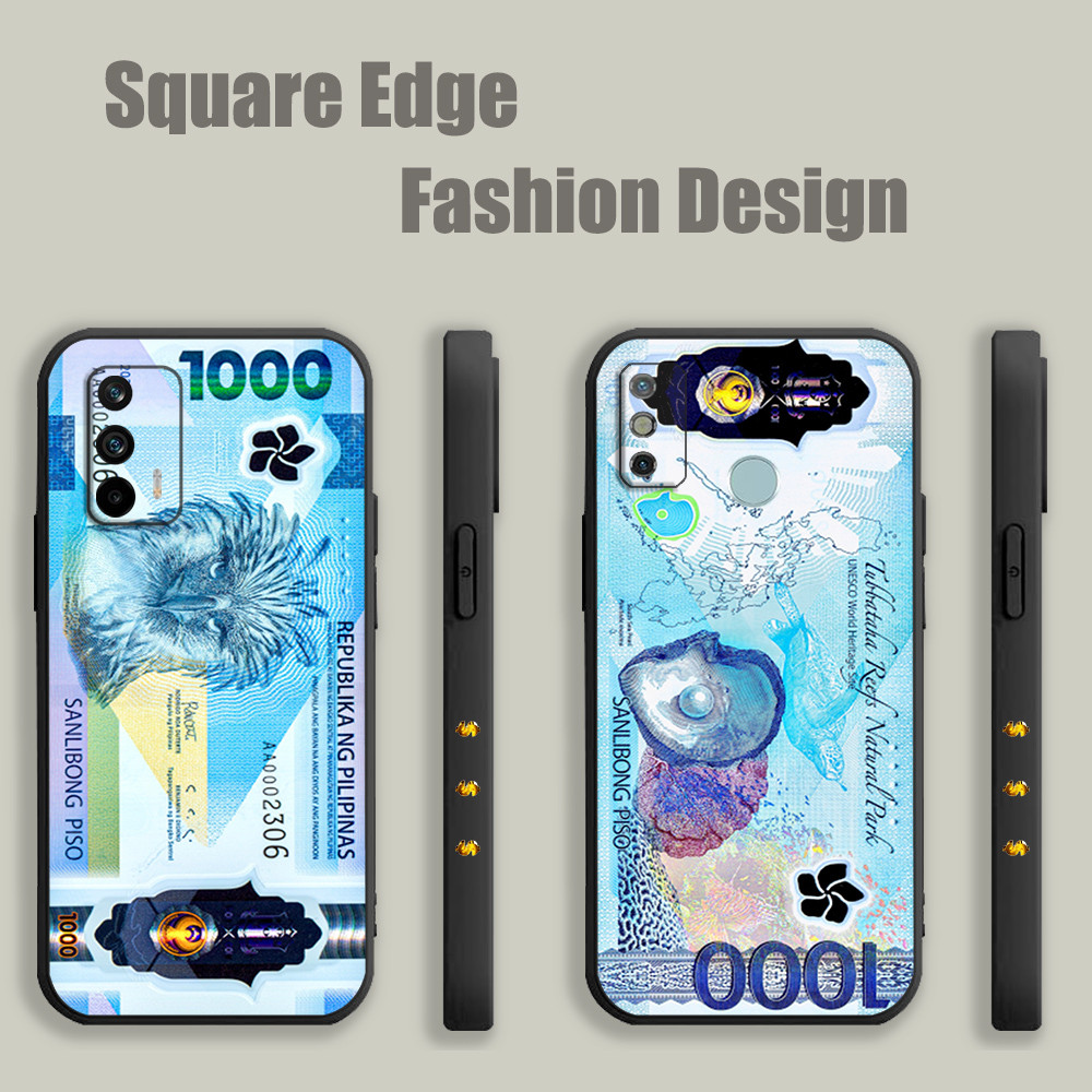 ปลอกสําหรับ Redmi หมายเหตุ 11 8 9 9t Pro Plus เงินใหม่ 1000 Peso CWF07 เคสโทรศัพท์ขอบสี่เหลี่ยม