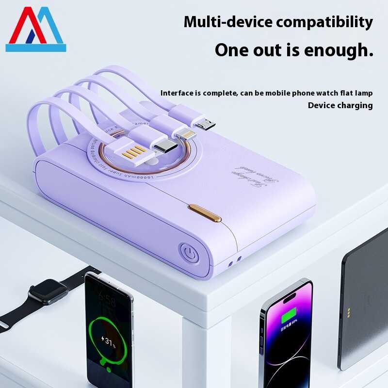 ❤ Miaxia Joy กล้องคอมแพค Power Bank พร้อม Built-In 4สายชาร์จสำหรับอุปกรณ์หลายเครื่อง