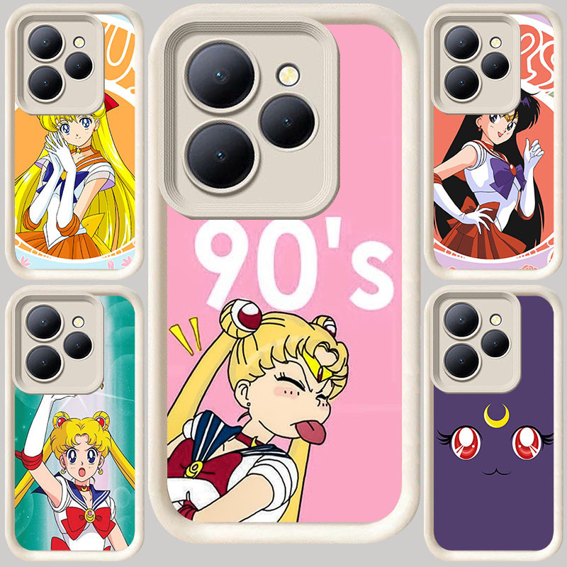 M-116 เซเลอร์มูนปลอกสีขาวสําหรับ Tecno POP 9 Spark GO1S Pova 5 20 GO1 GO2 4 6 8 7 Pro GO 2024 2023 P