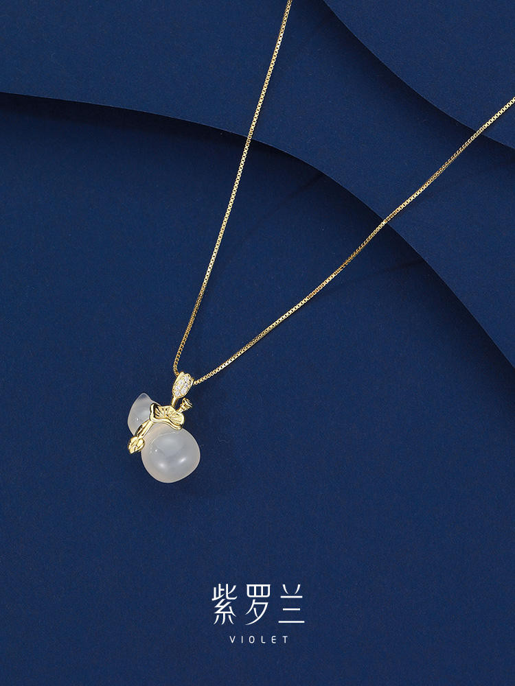 【ของแท้ไวโอเล็ต】บัว Hoist S925 สร้อยคอเงินสร้อยคอสร้อยคอลูกโซ่คลาร์โบนสร้อยคอเทรนด์ของขวัญวันหยุด