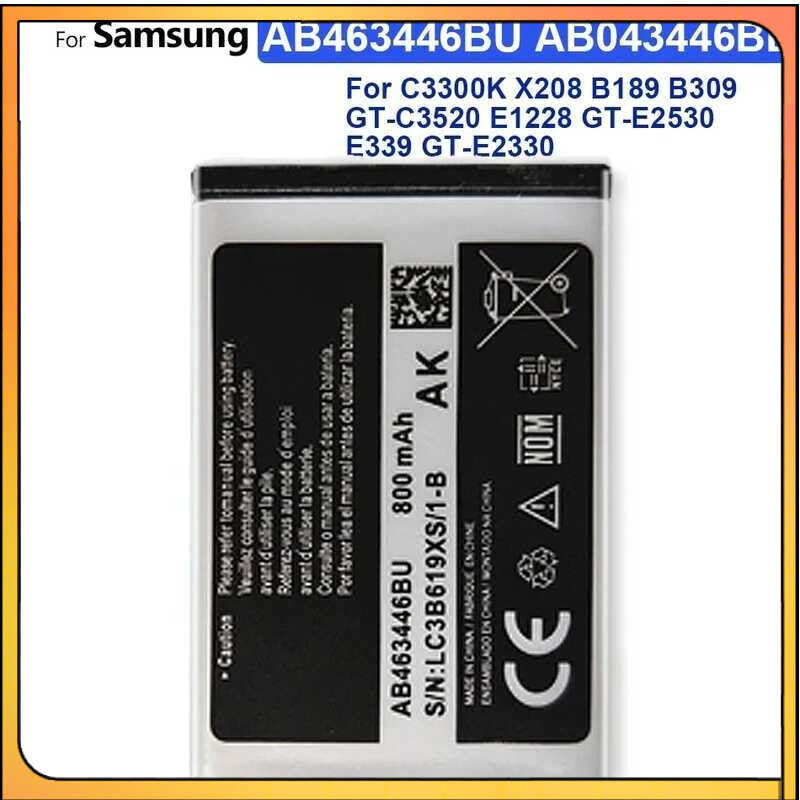 แบตเตอรี่ AB463446BU AB553446BU สำหรับ Samsung SGH-E251 SGH-E258 SGH-E350 SGH-E428 SGH-E500 SGH-E900