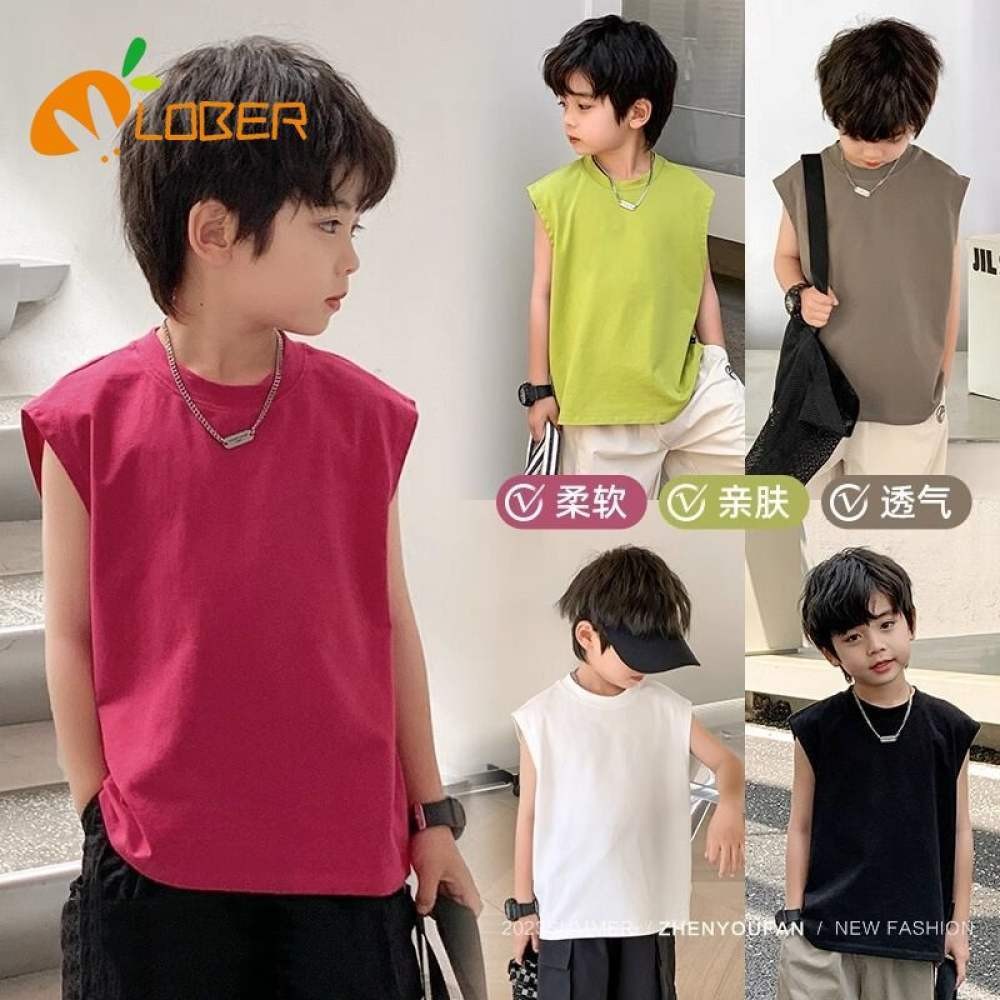 เสื้อแขนกุดเด็กชาย สไตล์เท่ สำหรับสวมใส่ทุกวัน