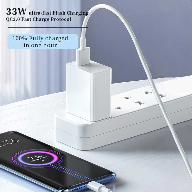 ❥ อะแดปเตอร์ชาร์จเทอร์โบ33w แบบดั้งเดิมสำหรับ Xiaomi Mi