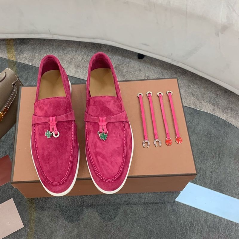 ((ที่กําหนดเอง) Loro Piana การค้าต่างประเทศรองเท้าผู้ชาย Slip-On รองเท้าผู้หญิงของแท้หนังหรูหรารองเ