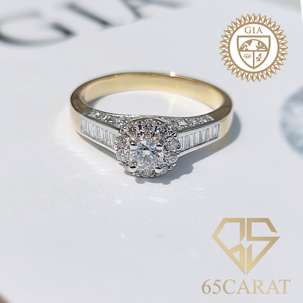 65Carat - แหวนเพชรแท้ น้ำ 100 พร้อมใบเซอร์ GIA  เพชร 0.66 กะรัต