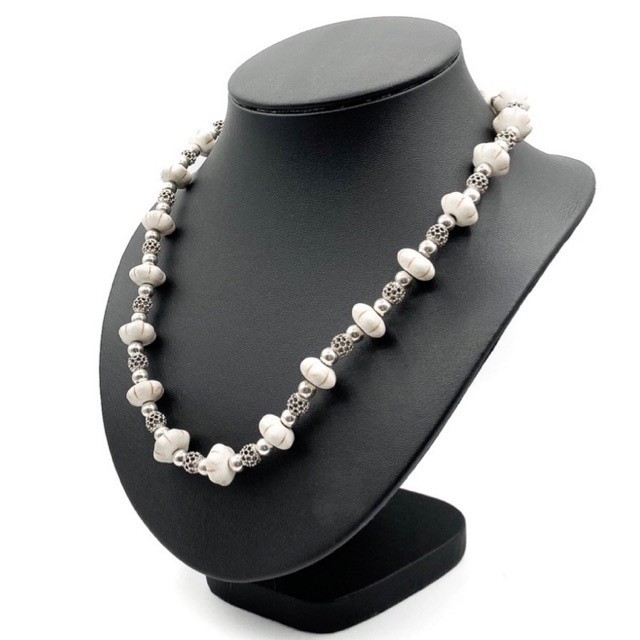 DSP สร้อยคอหินปะการัง สร้อยหินนำโชค เงินแท้ 92.5% : Coral Fosil 925 Sterling Silver Necklace [NFS00