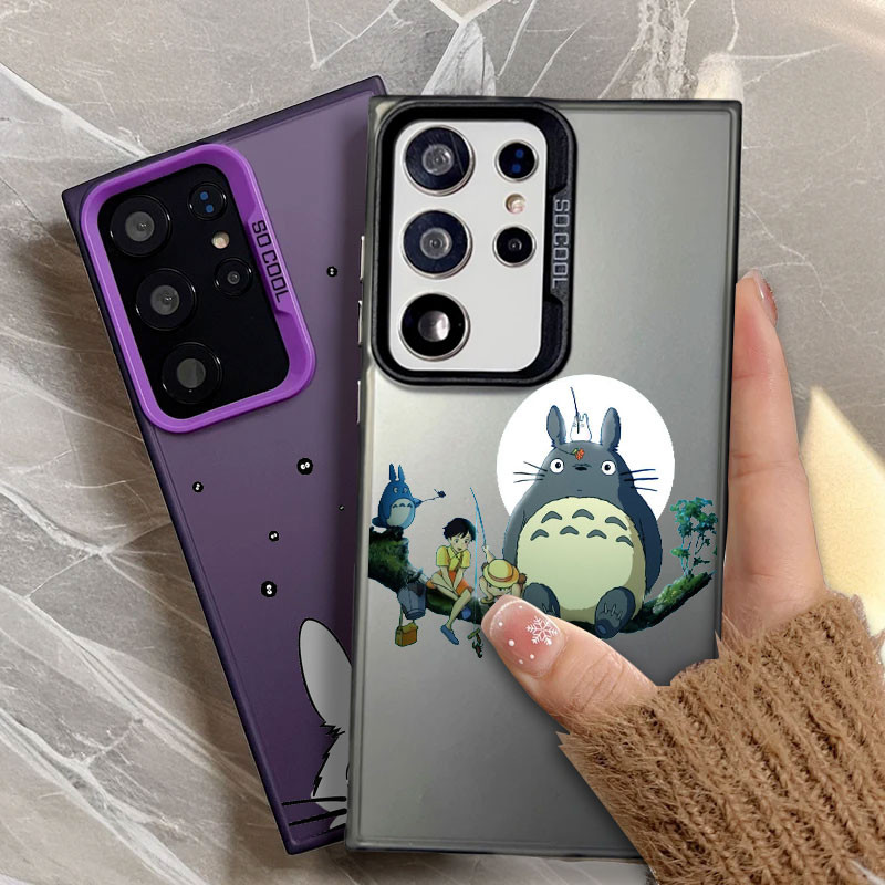 Studio Ghibli อะนิเมะ Totoro หรูหราเคสโทรศัพท์สําหรับ Samsung S25 Ultra S23 S24 FE A55 5G สําหรับ Ga