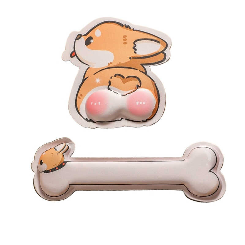 น่ารักการ์ตูน Corgi Puppy Mouse Pad ข้อมือยางหน่วยความจําโฟมคีย์บอร์ดหมอนมือสําหรับเดสก์ท็อปสํานักงานของขวัญ Anti Slip