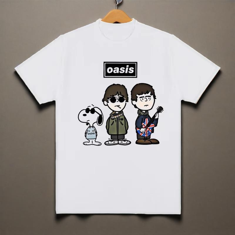 OASIS 2025 Band Snoopy เสื้อยืดแขนสั้น Retro
