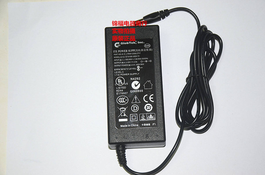 Globtek, Inc. TR9K12500LCP-F +24V2.5A อะแดปเตอร์ GT-81081-6024-T2