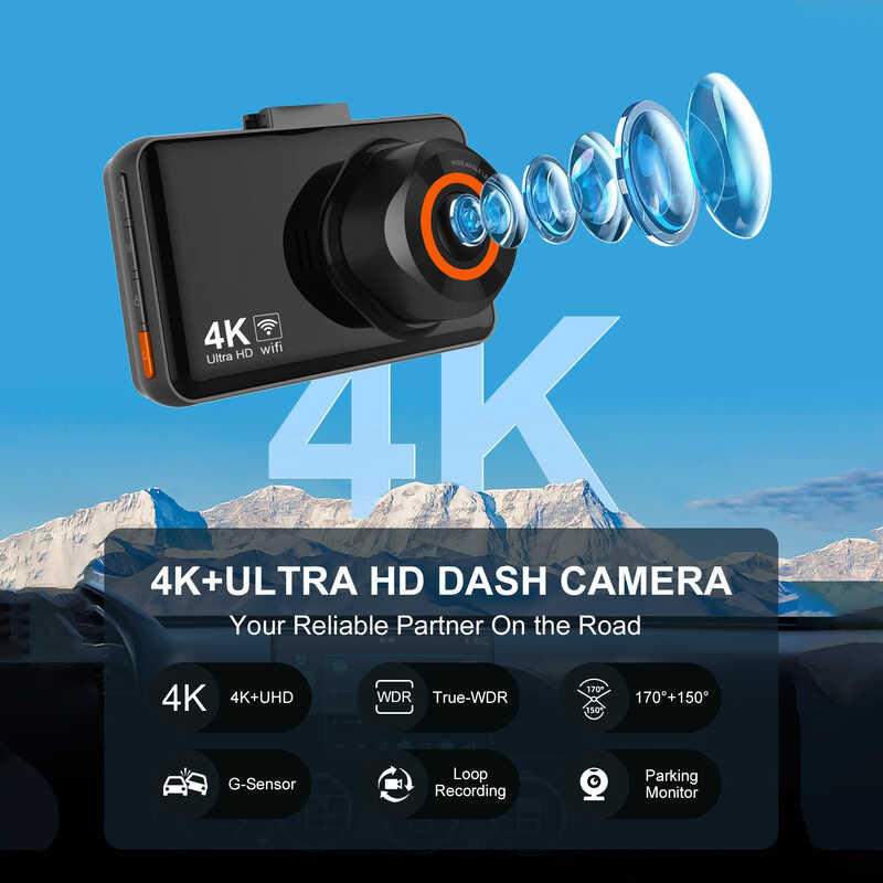 ❤️ EKLEVA 4K Wifi Dash Cam สําหรับรถยนต์ด้านหน้าและด้านหลัง D