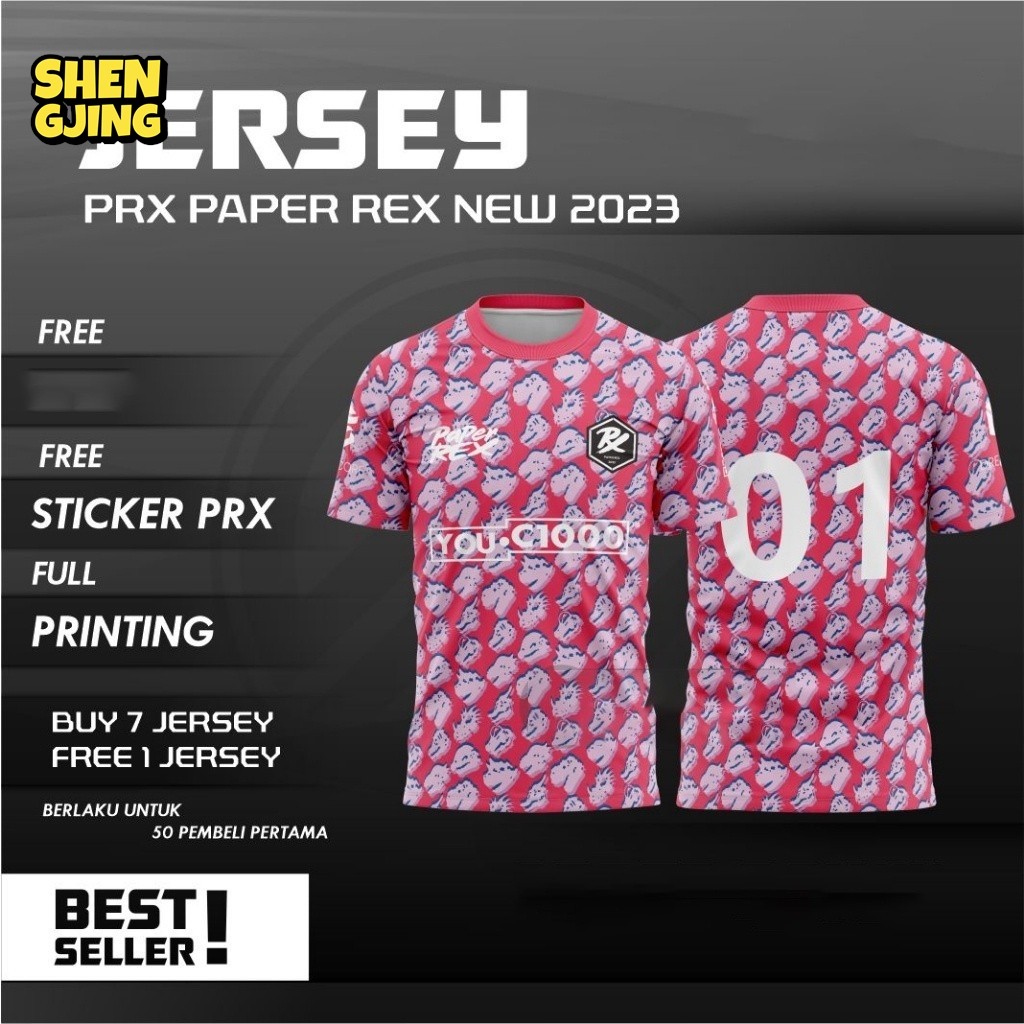 ใหม่ เสื้อยืดลําลอง แขนสั้น พิมพ์ลาย Jersey PRX PAPER REX MY SG FREE NICKNAME NUMBER STICKER PRX สํา