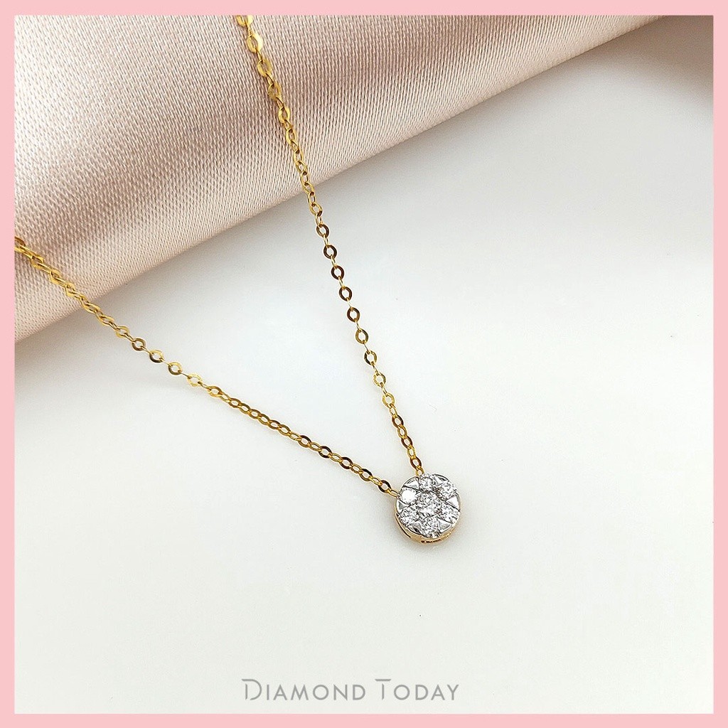 สร้อยคอพร้อมจี้เพชรกระจุก 0.10 กะรัต Color F ตัวเรือนทองคำแท้ 18K